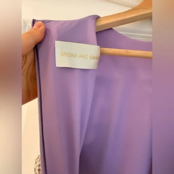 NWOT BRONX AND BANCO Camila Lilac Rhinestone Cutout Maxi Dress - Picture 15 of 15